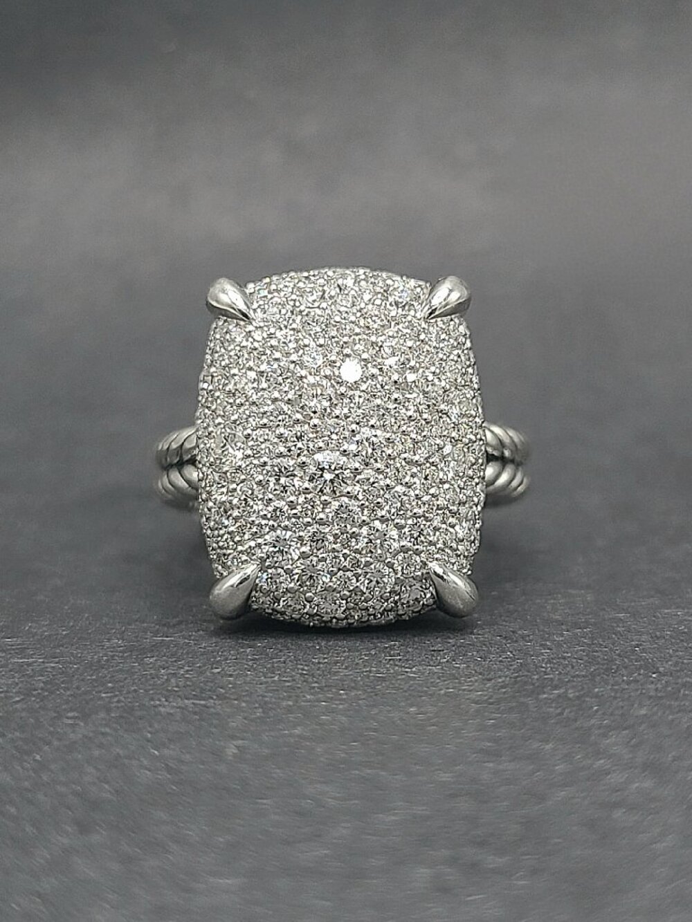 NWT David Yurman Chatelaine Elongated Ring in Sterling Silver w/ Diamonds - Sz 7 - Picture 2 of 12